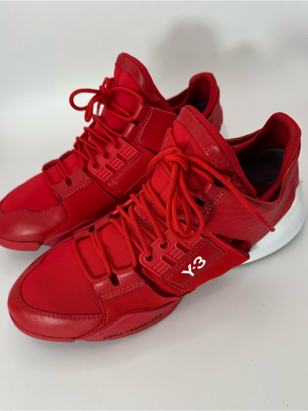 Y-3 by Yohji Yamamoto KANJA Sneakers Red Stretch Fibers Leather Size M - US 8